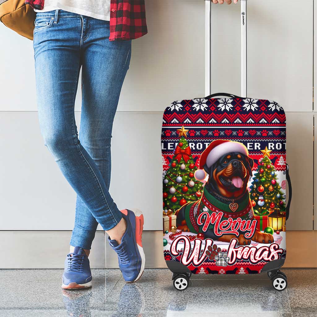 Rottweiler Merry Woofmas Luggage Cover Christmas Dog Art Style - Wonder Print Shop