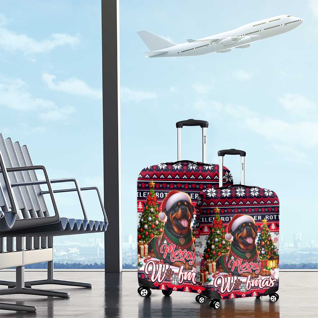 Rottweiler Merry Woofmas Luggage Cover Christmas Dog Art Style - Wonder Print Shop