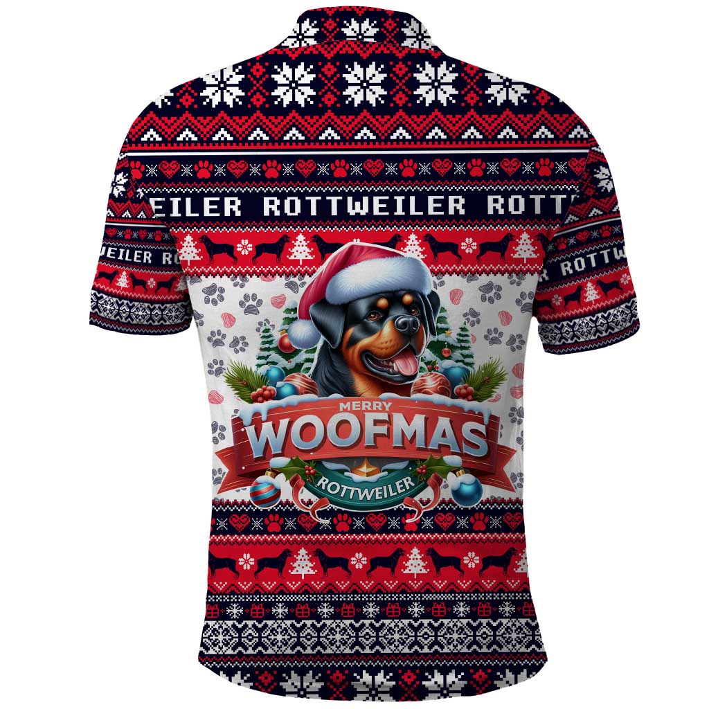 Rottweiler Merry Woofmas Polo Shirt Christmas Dog Art Style - Wonder Print Shop