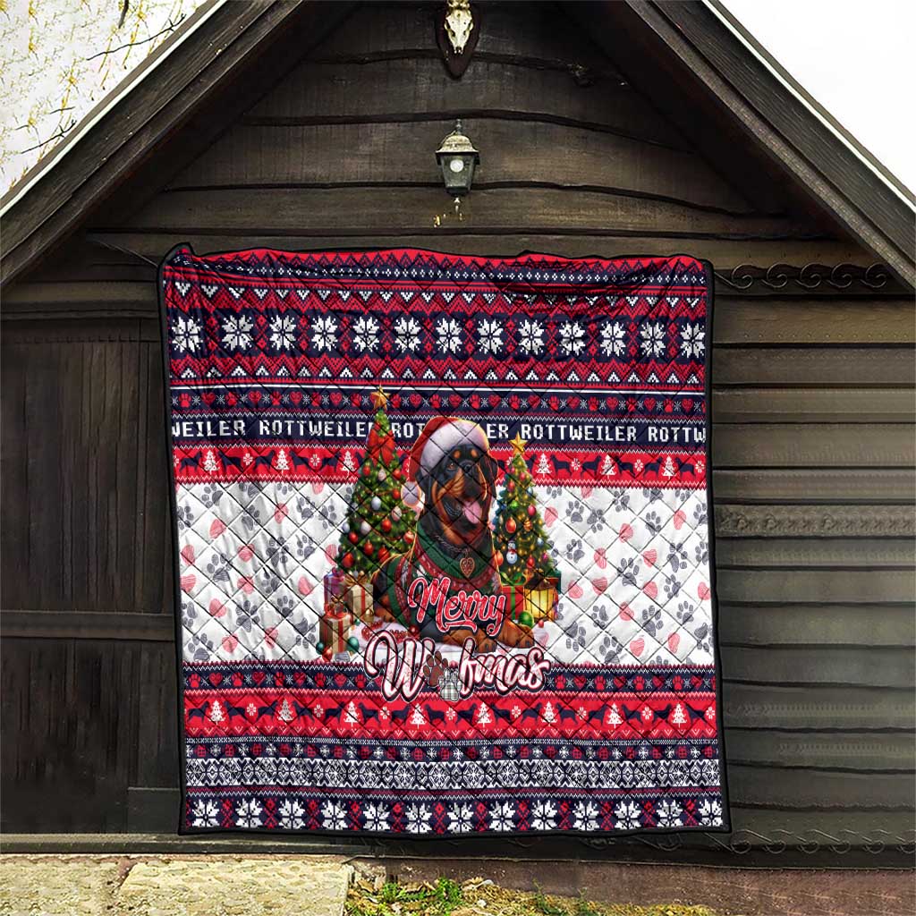Rottweiler Merry Woofmas Quilt Christmas Dog Art Style - Wonder Print Shop