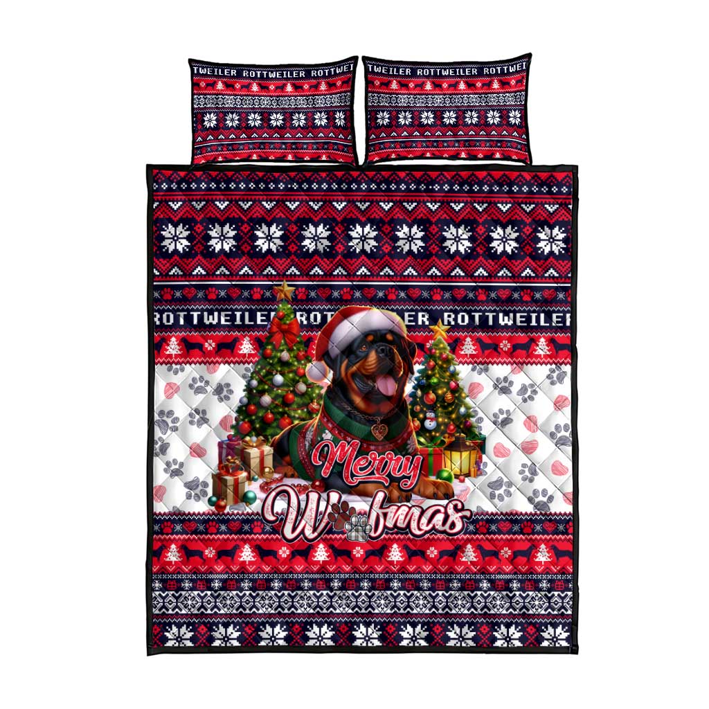 Rottweiler Merry Woofmas Quilt Bed Set Christmas Dog Art Style - Wonder Print Shop