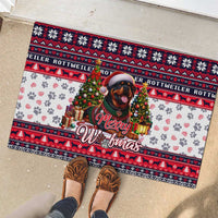 Rottweiler Merry Woofmas Rubber Doormat Christmas Dog Art Style - Wonder Print Shop