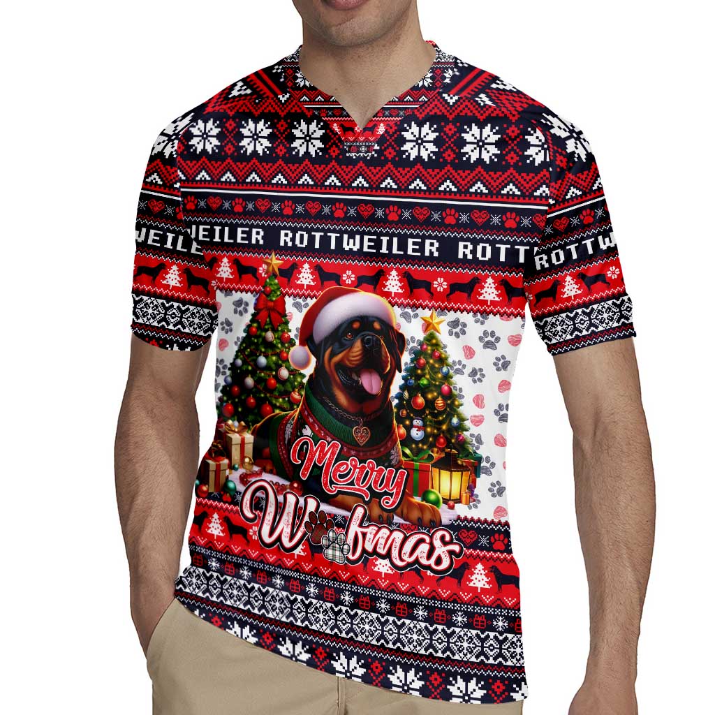 Rottweiler Merry Woofmas Rugby Jersey Christmas Dog Art Style - Wonder Print Shop