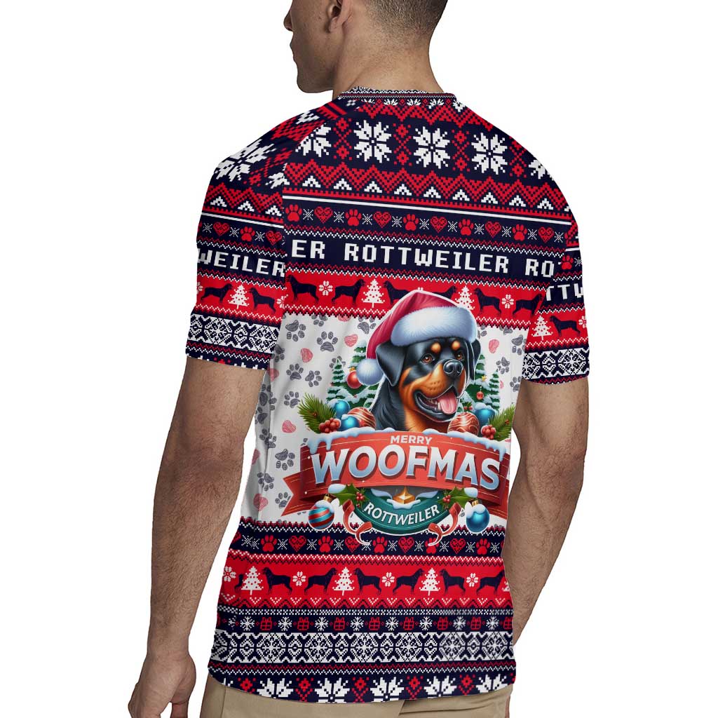 Rottweiler Merry Woofmas Rugby Jersey Christmas Dog Art Style - Wonder Print Shop