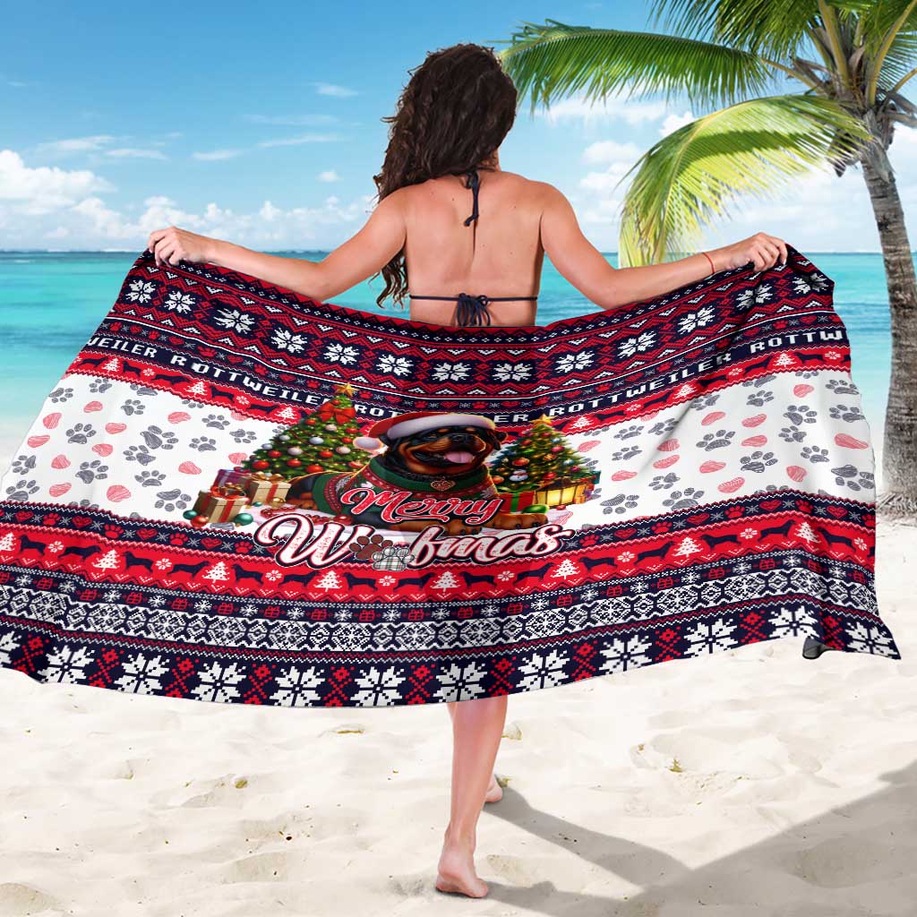 Rottweiler Merry Woofmas Sarong Christmas Dog Art Style - Wonder Print Shop