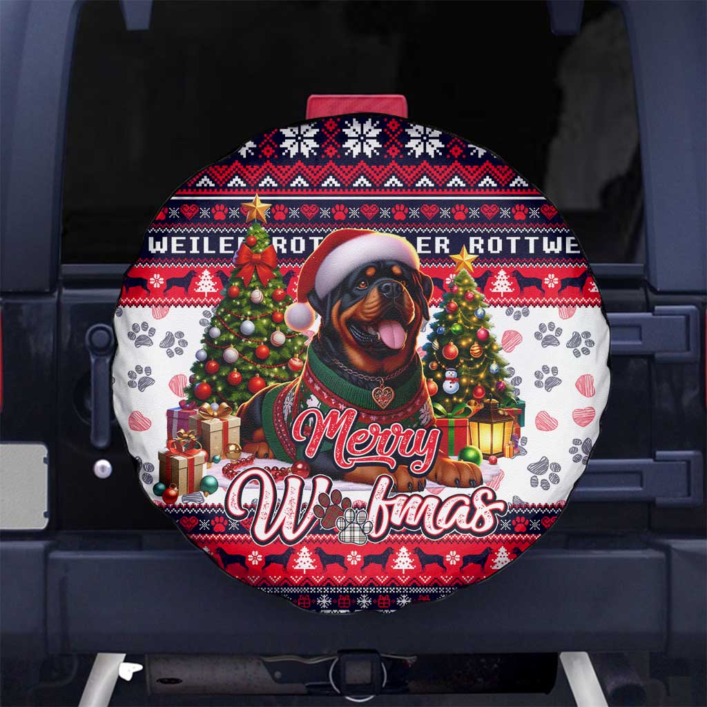 Rottweiler Merry Woofmas Spare Tire Cover Christmas Dog Art Style - Wonder Print Shop