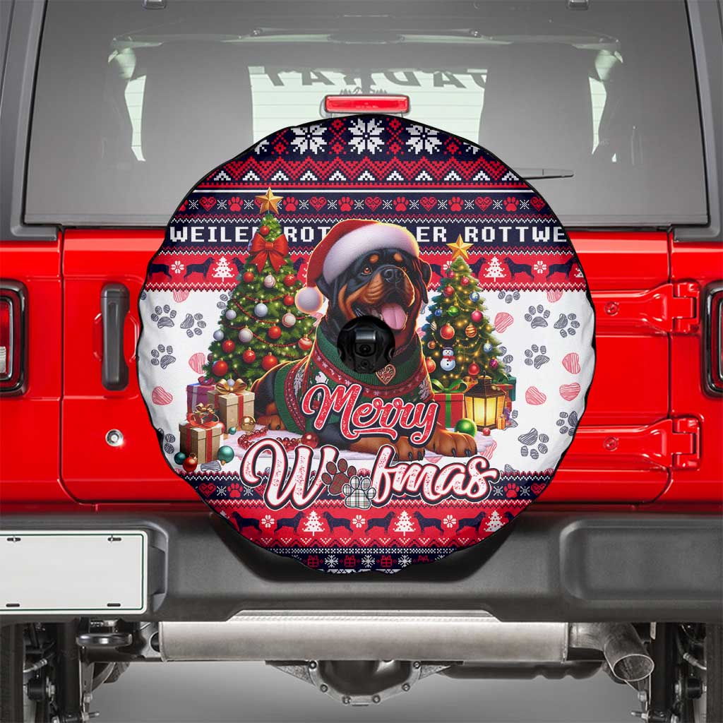 Rottweiler Merry Woofmas Spare Tire Cover Christmas Dog Art Style - Wonder Print Shop