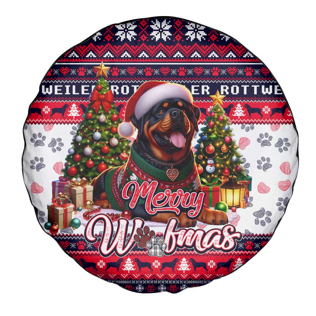 Rottweiler Merry Woofmas Spare Tire Cover Christmas Dog Art Style - Wonder Print Shop