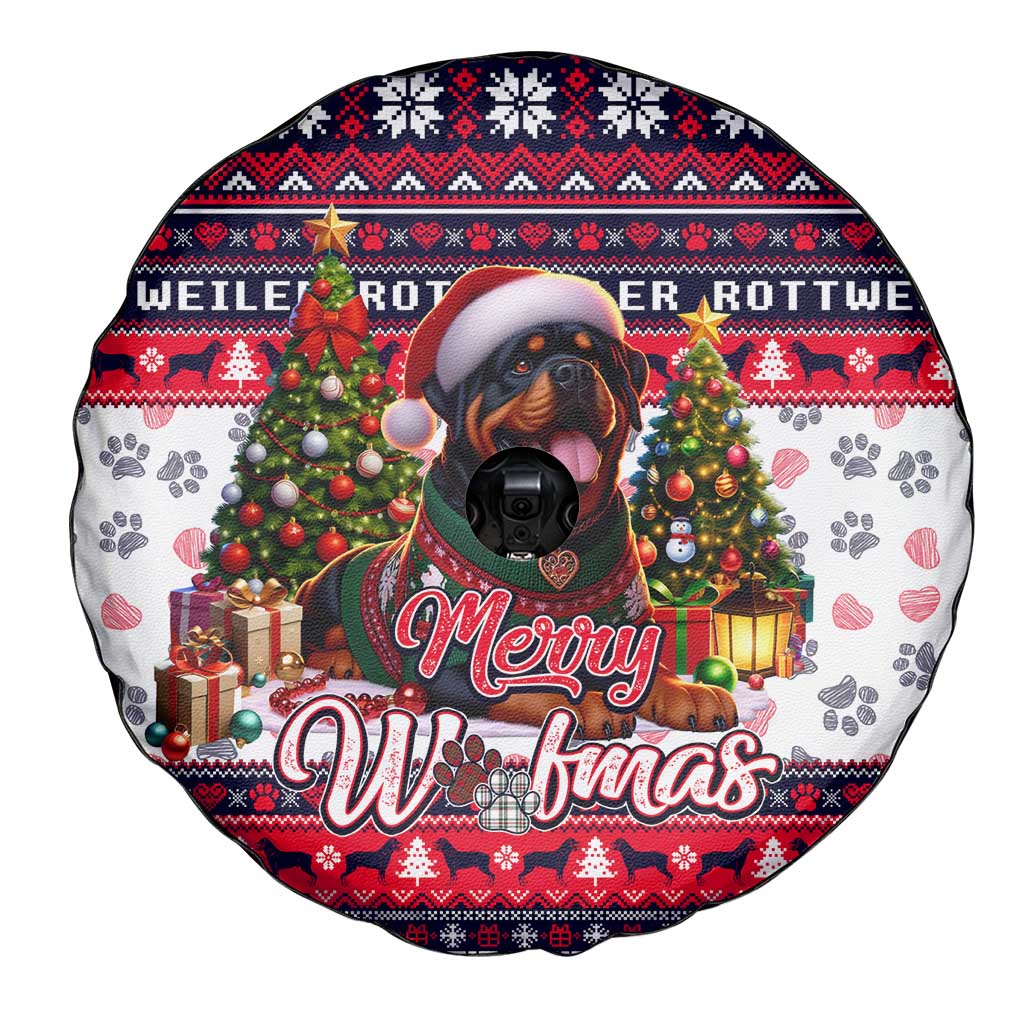 Rottweiler Merry Woofmas Spare Tire Cover Christmas Dog Art Style - Wonder Print Shop