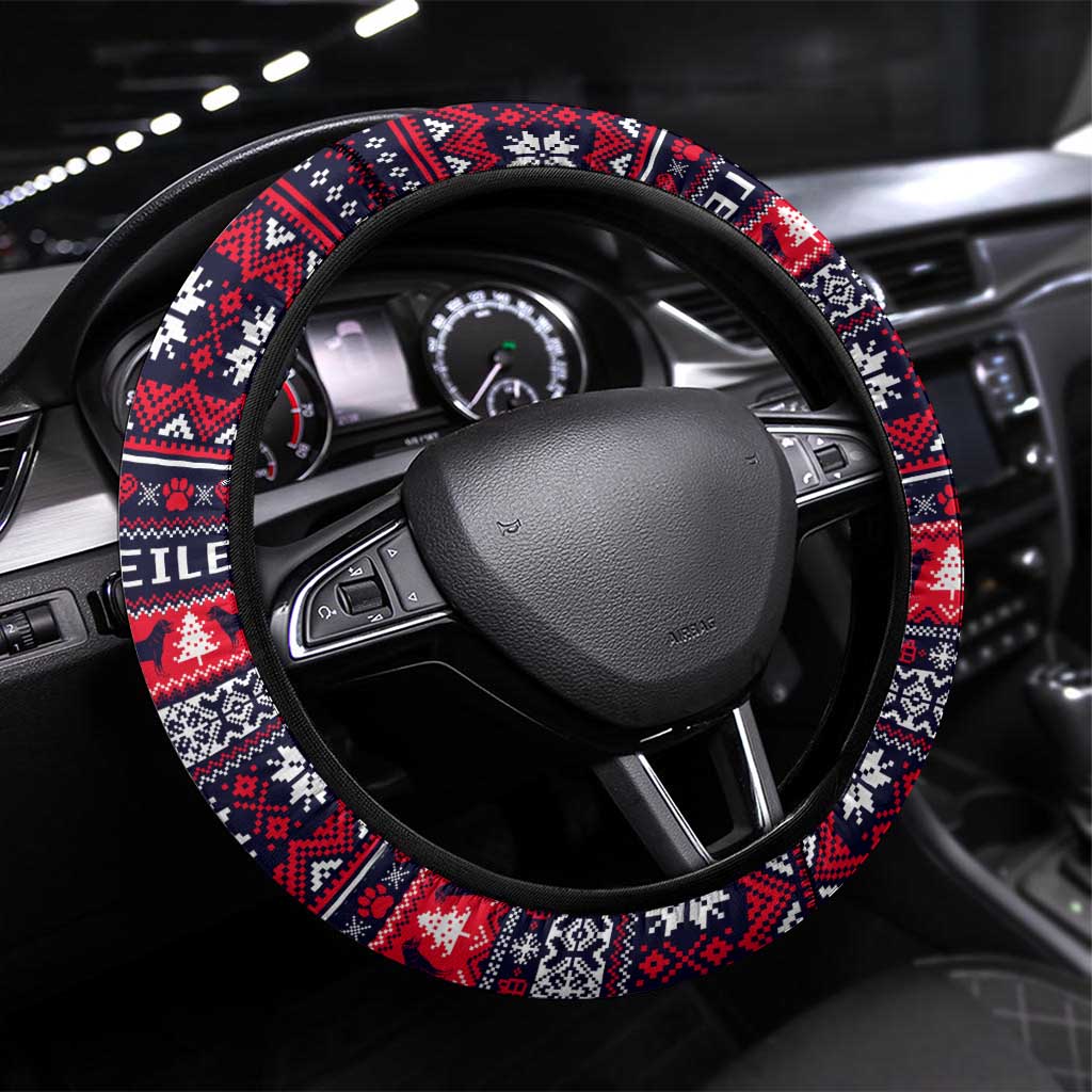 Rottweiler Merry Woofmas Steering Wheel Cover Christmas Dog Art Style - Wonder Print Shop