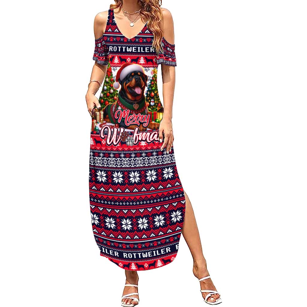 Rottweiler Merry Woofmas Summer Maxi Dress Christmas Dog Art Style - Wonder Print Shop