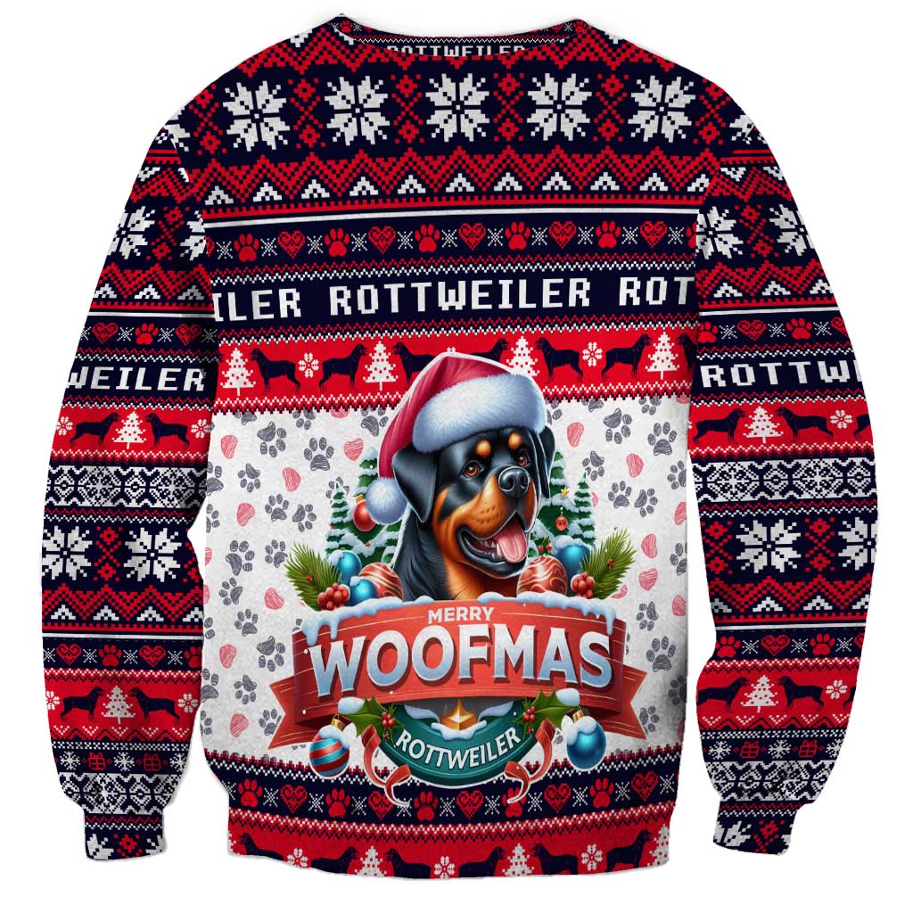 Rottweiler Merry Woofmas Sweatshirt Christmas Dog Art Style - Wonder Print Shop