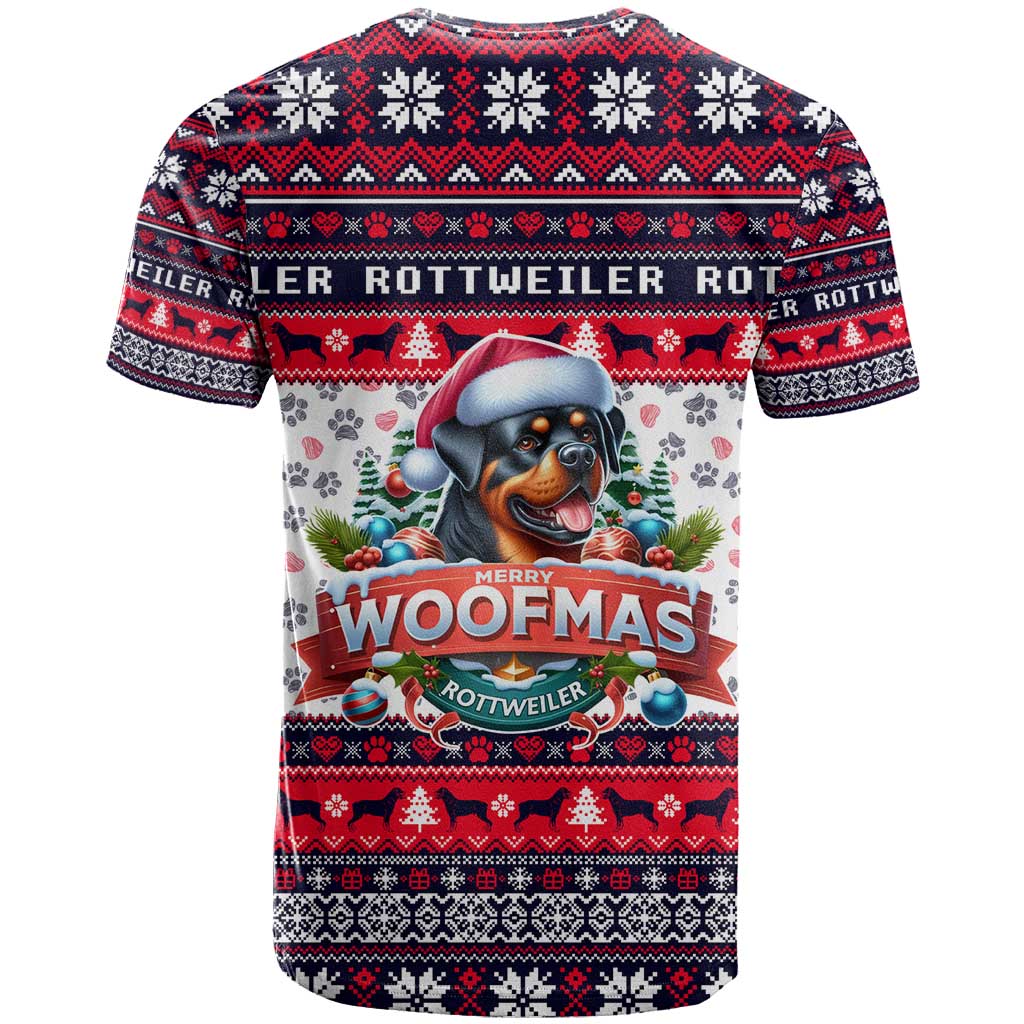 Rottweiler Merry Woofmas T Shirt Christmas Dog Art Style - Wonder Print Shop