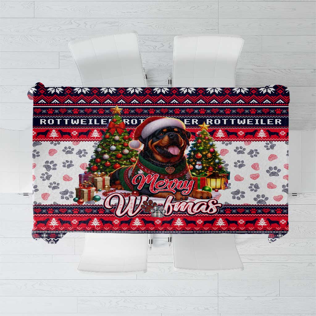 Rottweiler Merry Woofmas Tablecloth Christmas Dog Art Style - Wonder Print Shop