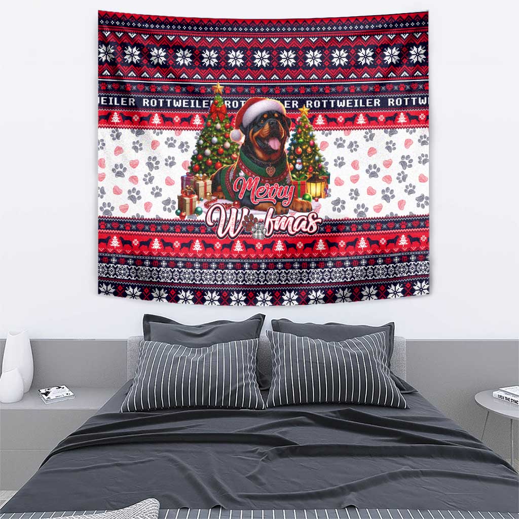 Rottweiler Merry Woofmas Tapestry Christmas Dog Art Style - Wonder Print Shop