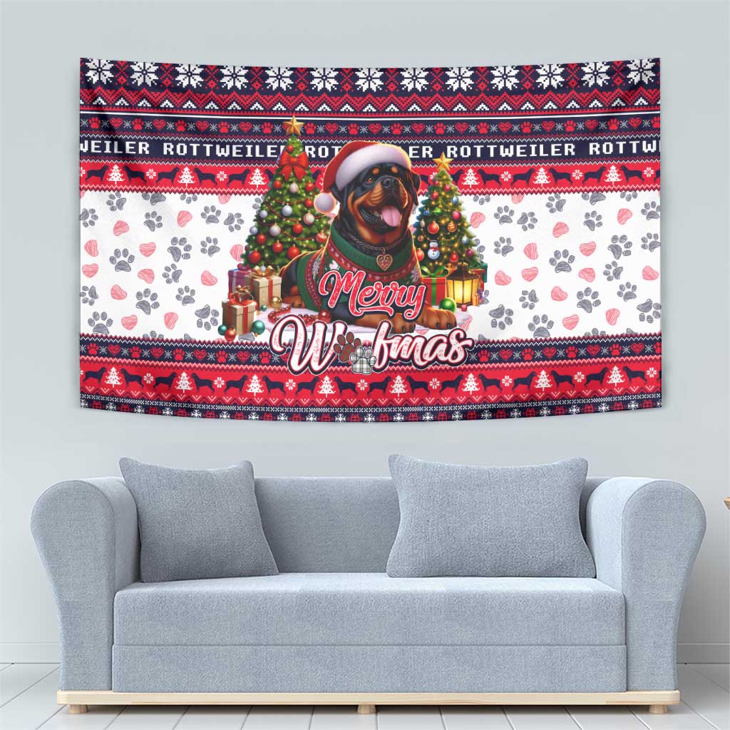 Rottweiler Merry Woofmas Tapestry Christmas Dog Art Style - Wonder Print Shop