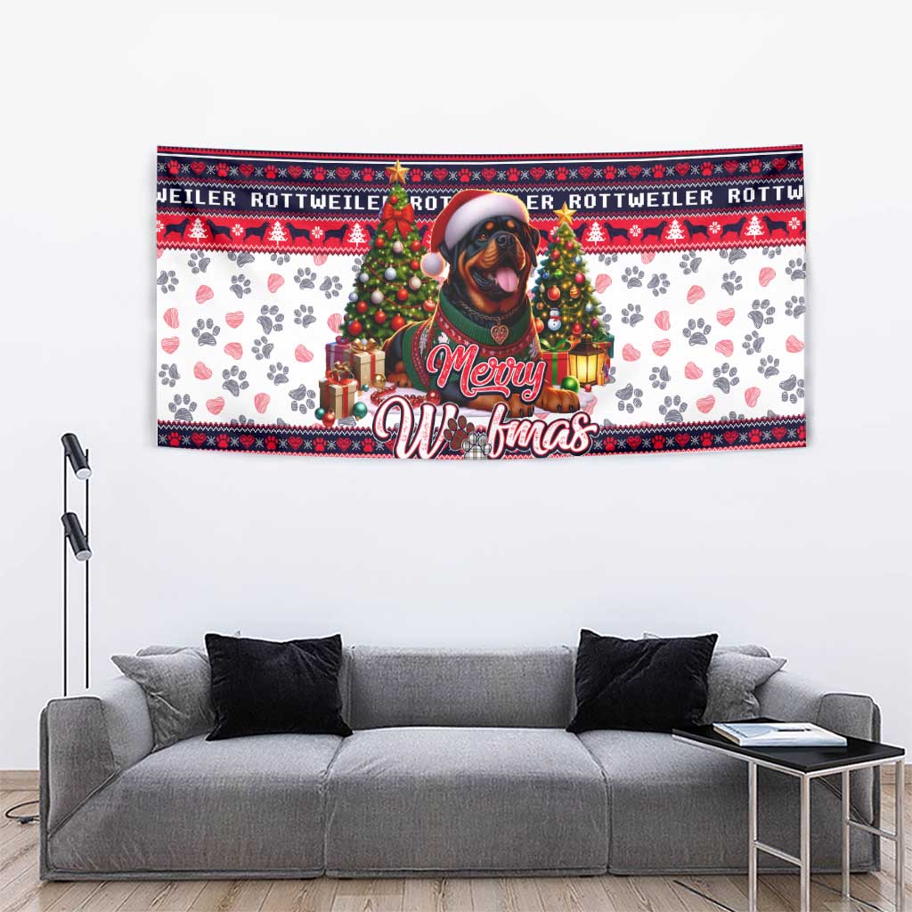 Rottweiler Merry Woofmas Tapestry Christmas Dog Art Style - Wonder Print Shop