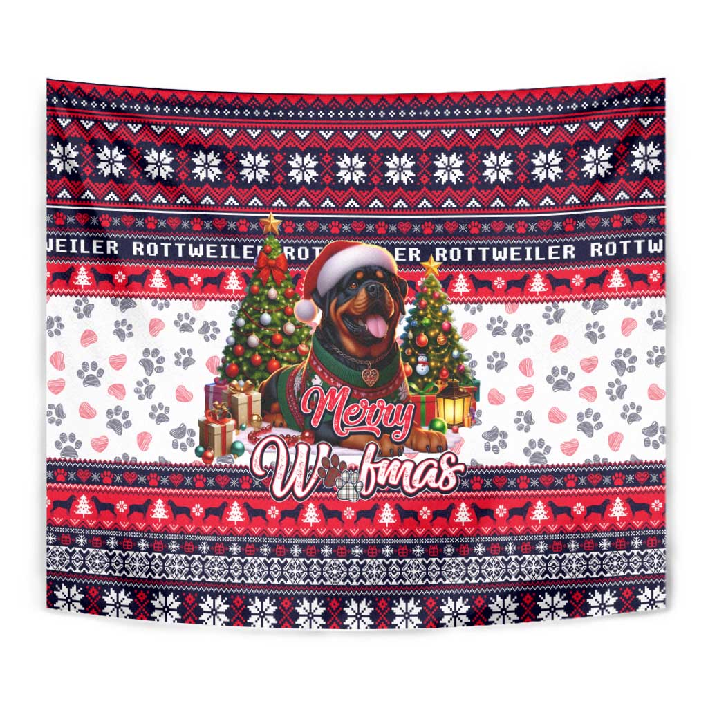 Rottweiler Merry Woofmas Tapestry Christmas Dog Art Style - Wonder Print Shop