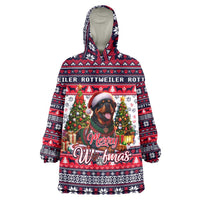 Rottweiler Merry Woofmas Wearable Blanket Hoodie Christmas Dog Art Style - Wonder Print Shop