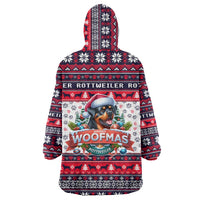 Rottweiler Merry Woofmas Wearable Blanket Hoodie Christmas Dog Art Style - Wonder Print Shop