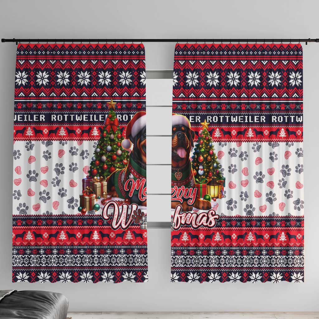 Rottweiler Merry Woofmas Window Curtain Christmas Dog Art Style - Wonder Print Shop