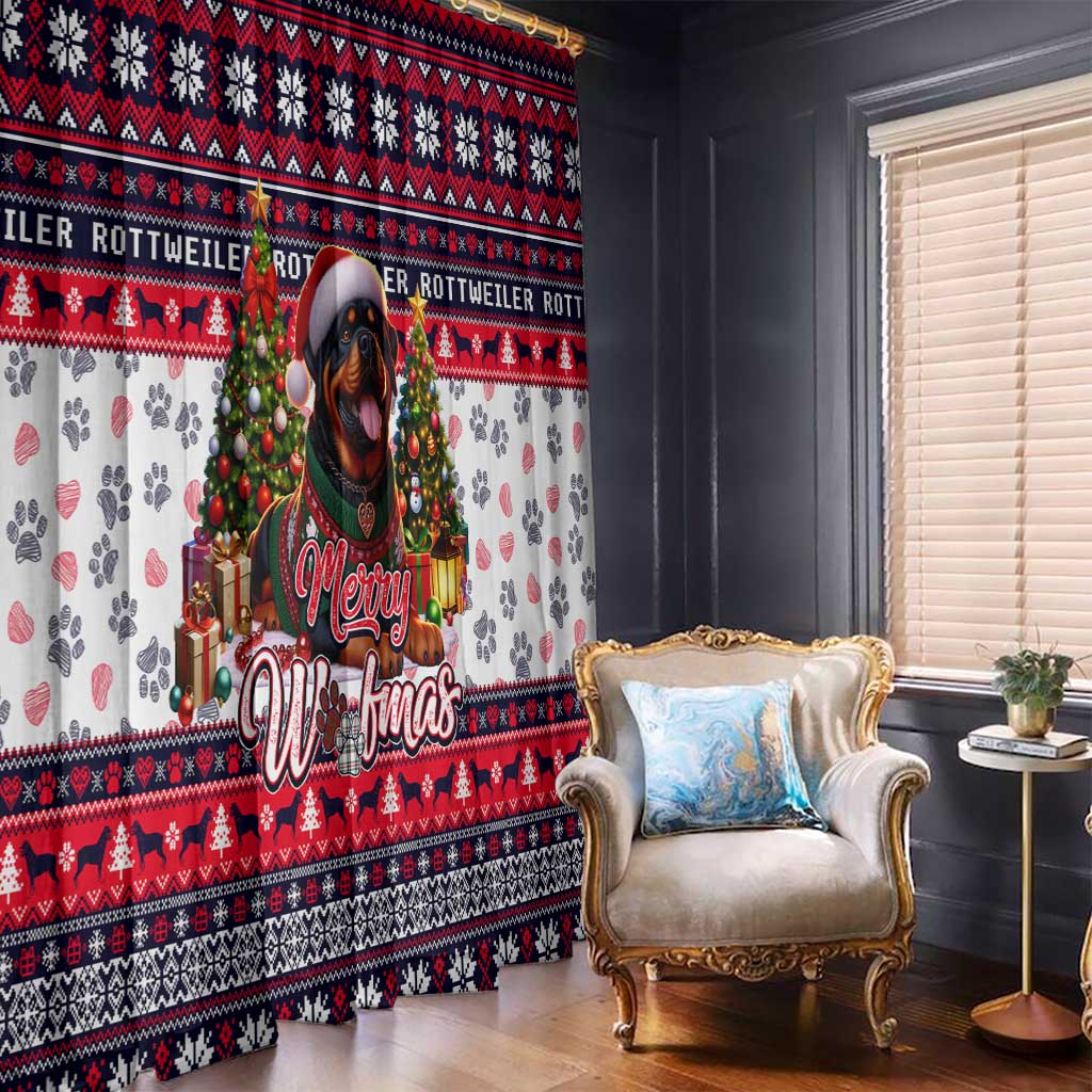 Rottweiler Merry Woofmas Window Curtain Christmas Dog Art Style - Wonder Print Shop