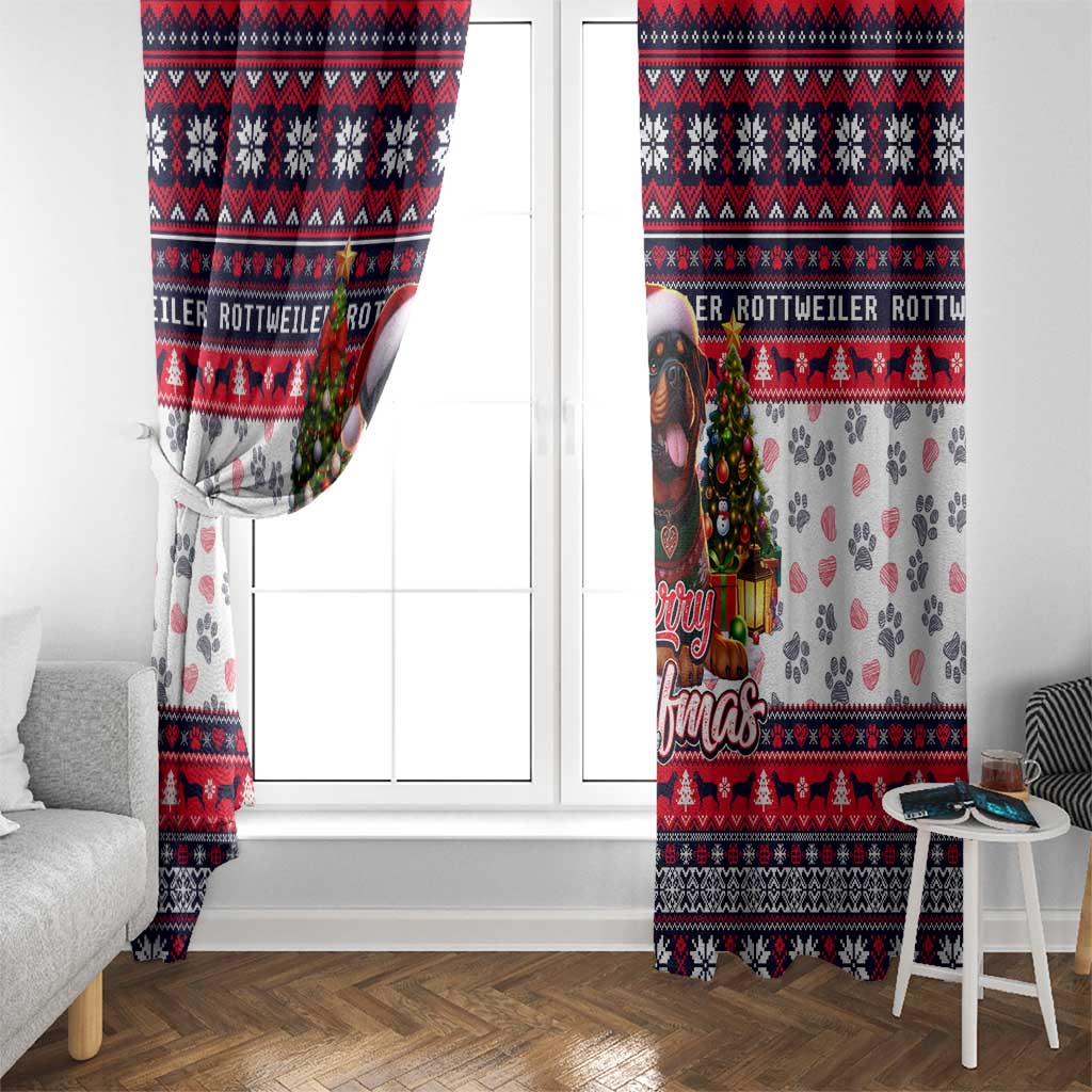 Rottweiler Merry Woofmas Window Curtain Christmas Dog Art Style - Wonder Print Shop