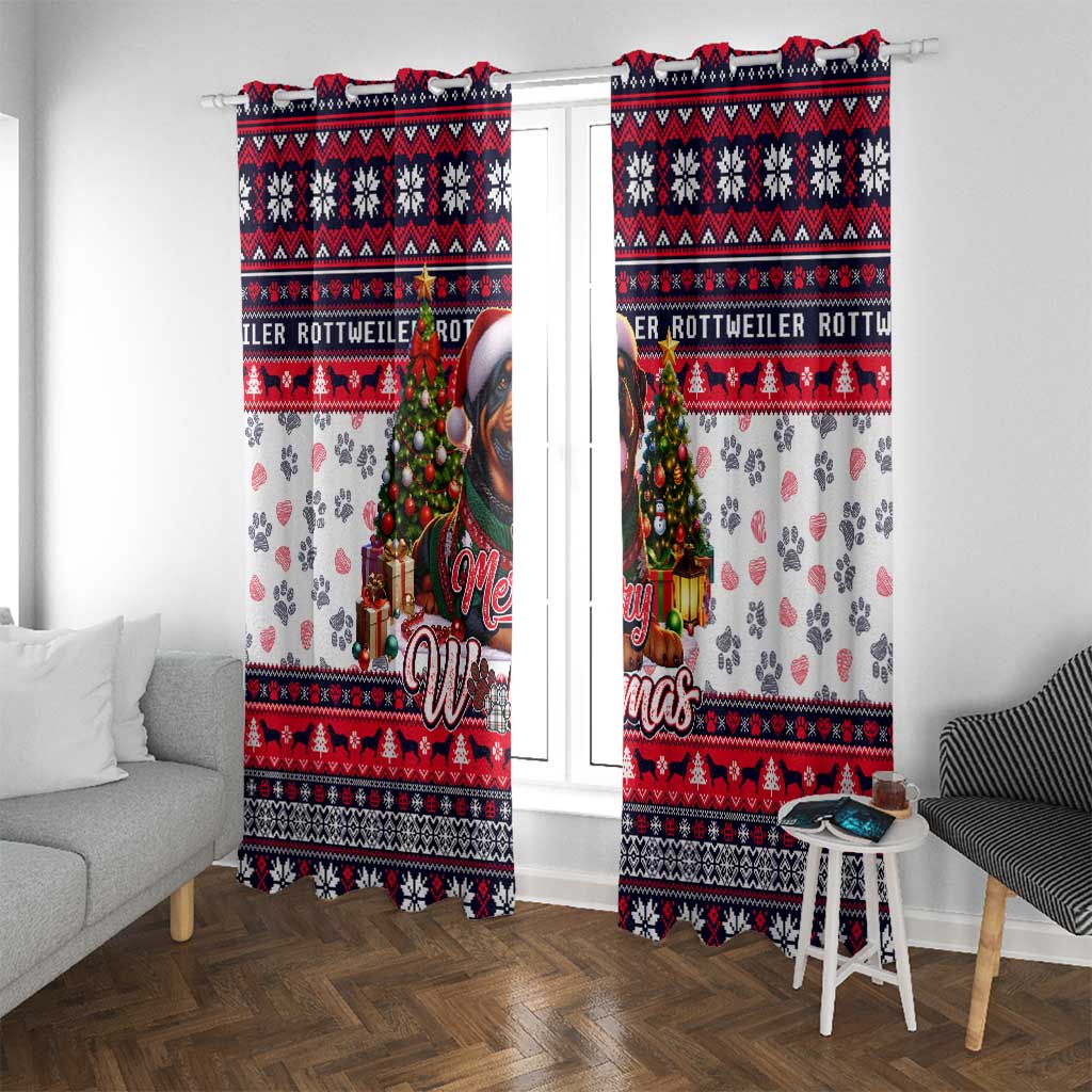 Rottweiler Merry Woofmas Window Curtain Christmas Dog Art Style - Wonder Print Shop