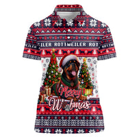 Rottweiler Merry Woofmas Women Polo Shirt Christmas Dog Art Style - Wonder Print Shop