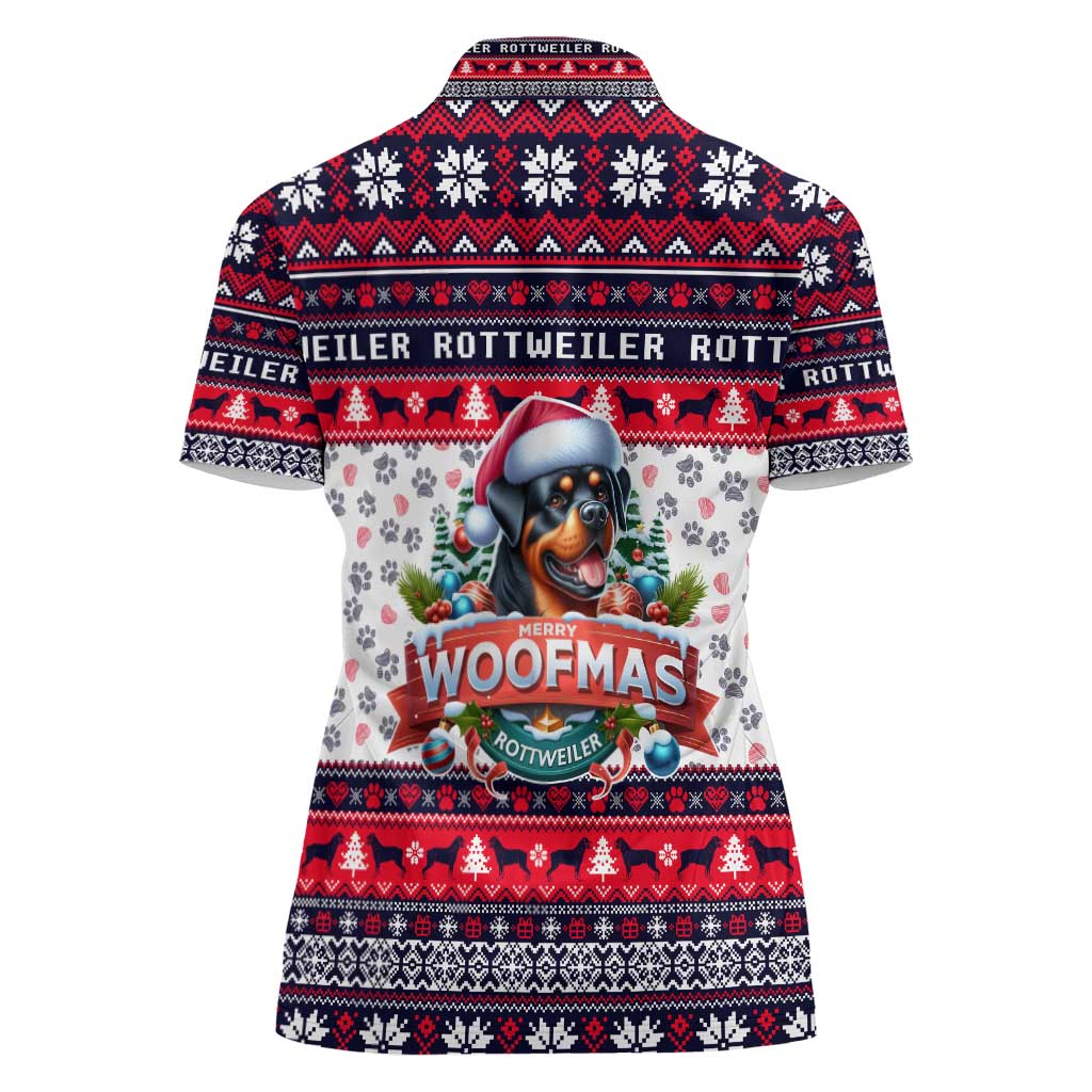 Rottweiler Merry Woofmas Women Polo Shirt Christmas Dog Art Style - Wonder Print Shop