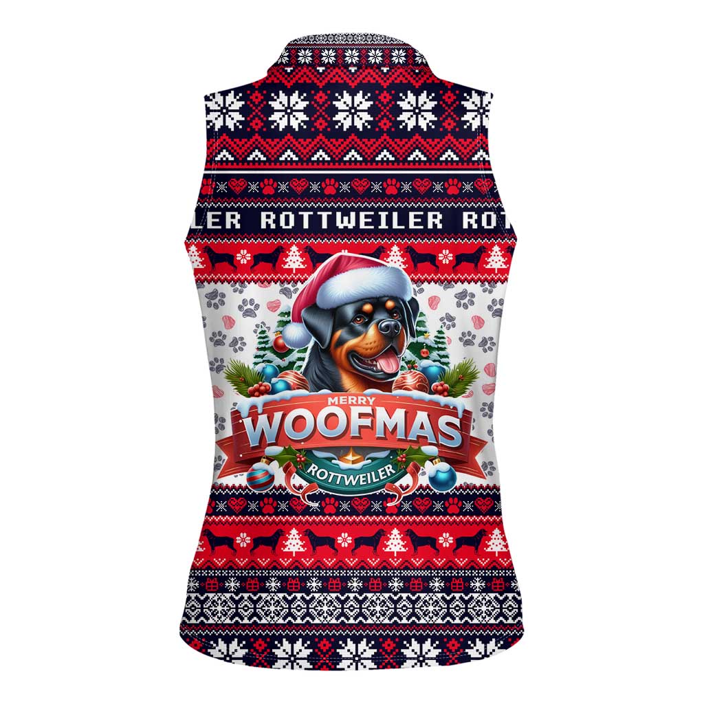Rottweiler Merry Woofmas Women Sleeveless Polo Shirt Christmas Dog Art Style - Wonder Print Shop