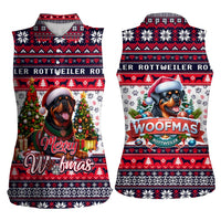 Rottweiler Merry Woofmas Women Sleeveless Polo Shirt Christmas Dog Art Style - Wonder Print Shop