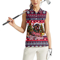 Rottweiler Merry Woofmas Women Sleeveless Polo Shirt Christmas Dog Art Style - Wonder Print Shop