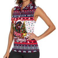 Rottweiler Merry Woofmas Women Sleeveless Polo Shirt Christmas Dog Art Style - Wonder Print Shop