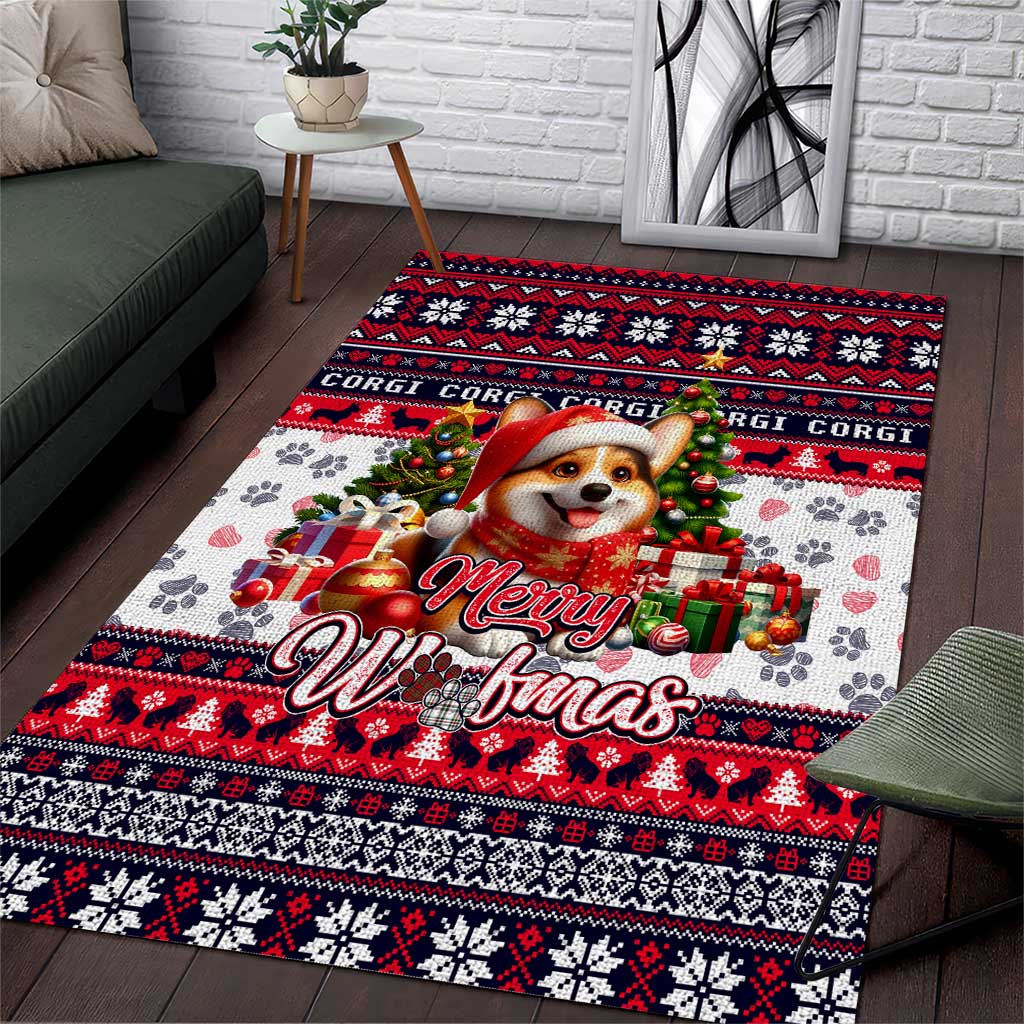 Corgi Merry Woofmas Area Rug Christmas Dog Art Style - Wonder Print Shop