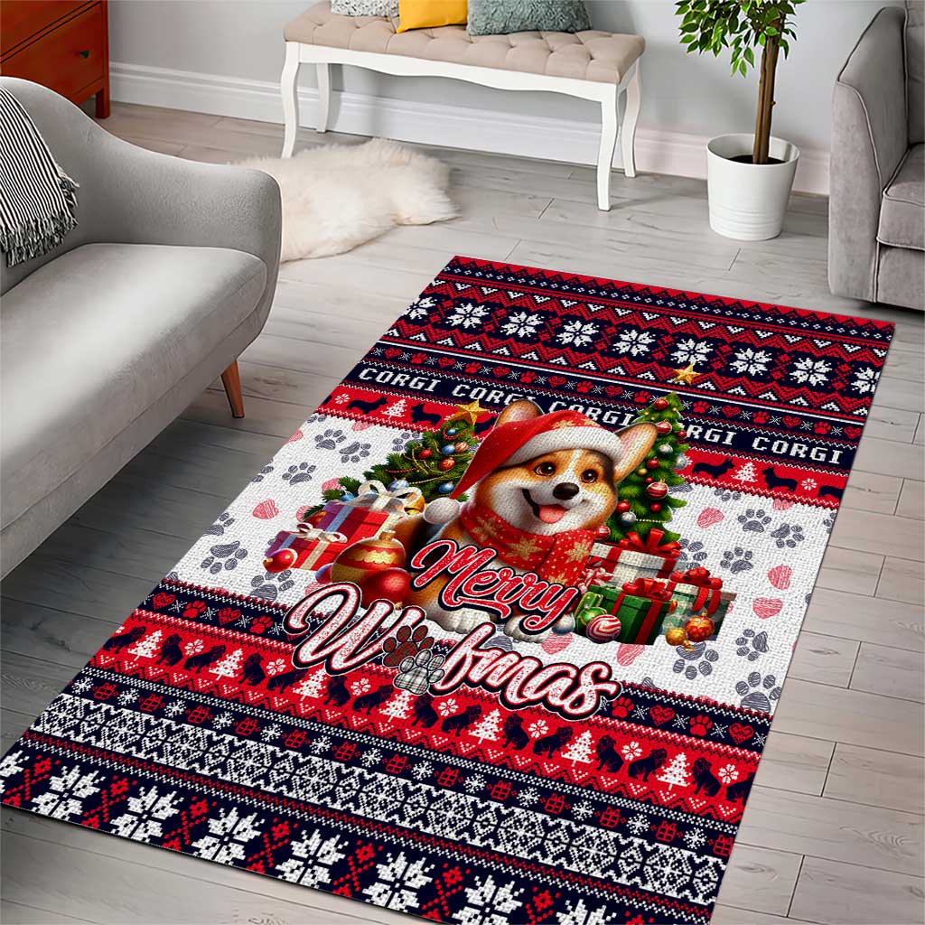 Corgi Merry Woofmas Area Rug Christmas Dog Art Style - Wonder Print Shop