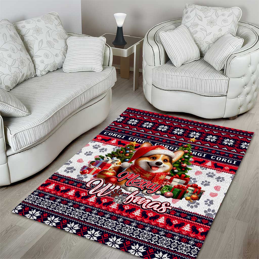 Corgi Merry Woofmas Area Rug Christmas Dog Art Style - Wonder Print Shop