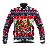 Corgi Merry Woofmas Baseball Jacket Christmas Dog Art Style - Wonder Print Shop