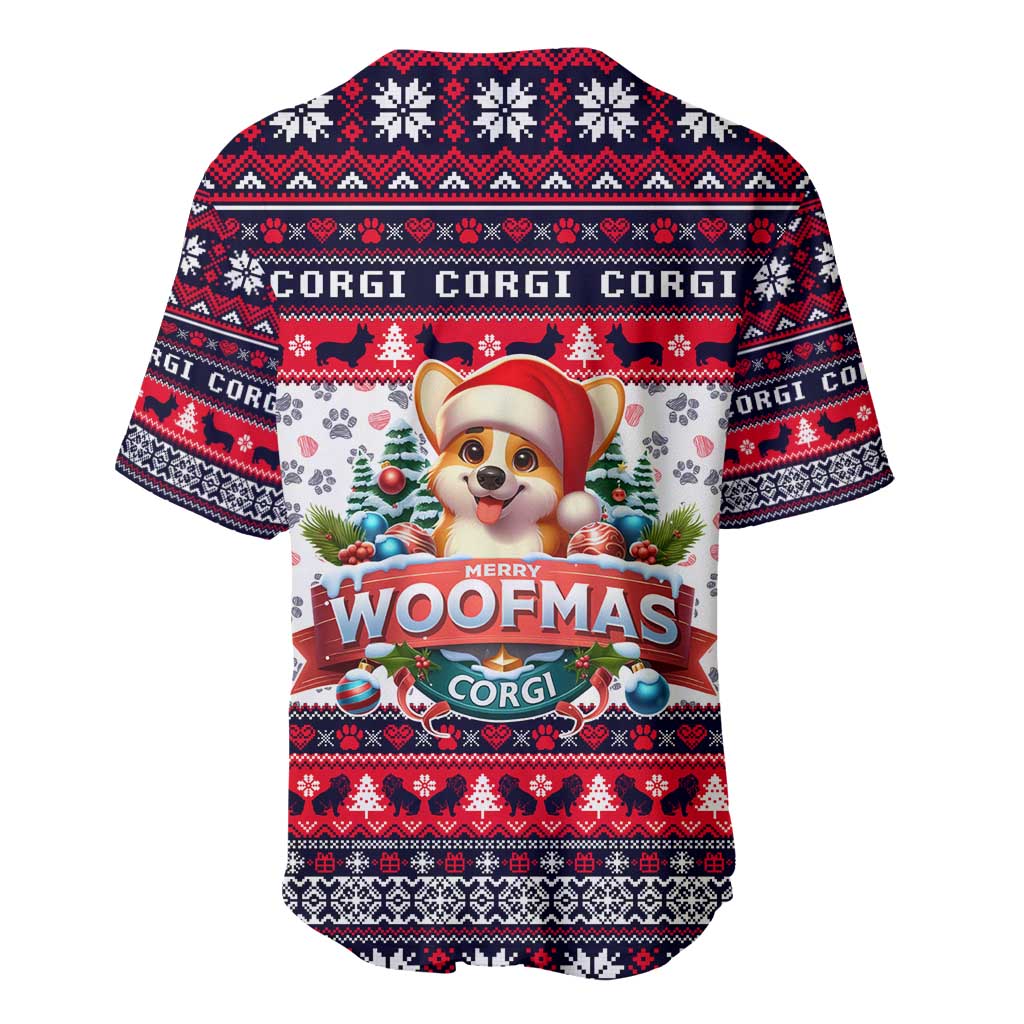 Corgi Merry Woofmas Baseball Jersey Christmas Dog Art Style - Wonder Print Shop