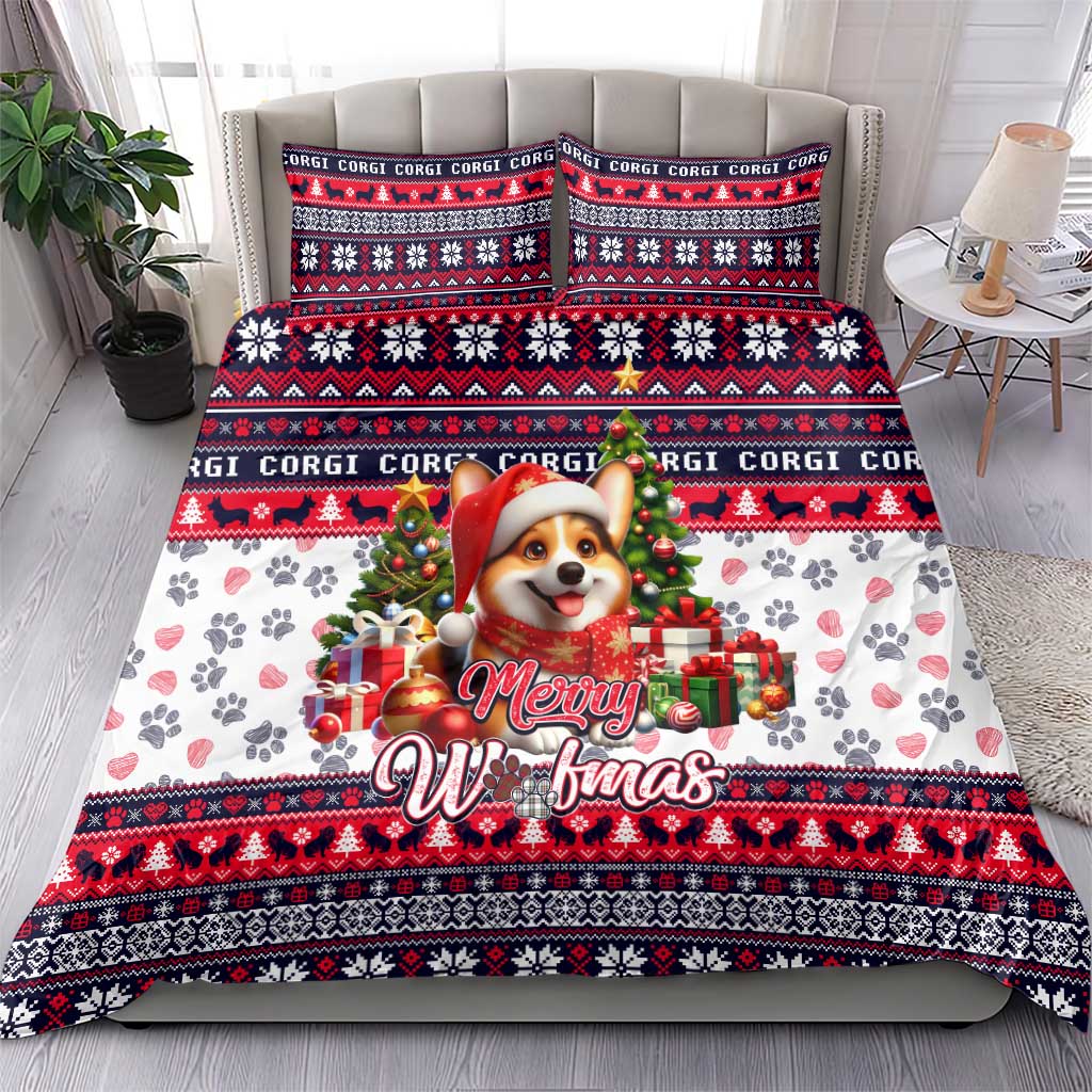 Corgi Merry Woofmas Bedding Set Christmas Dog Art Style - Wonder Print Shop