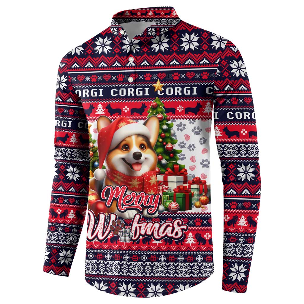 Corgi Merry Woofmas Button Sweatshirt Christmas Dog Art Style - Wonder Print Shop