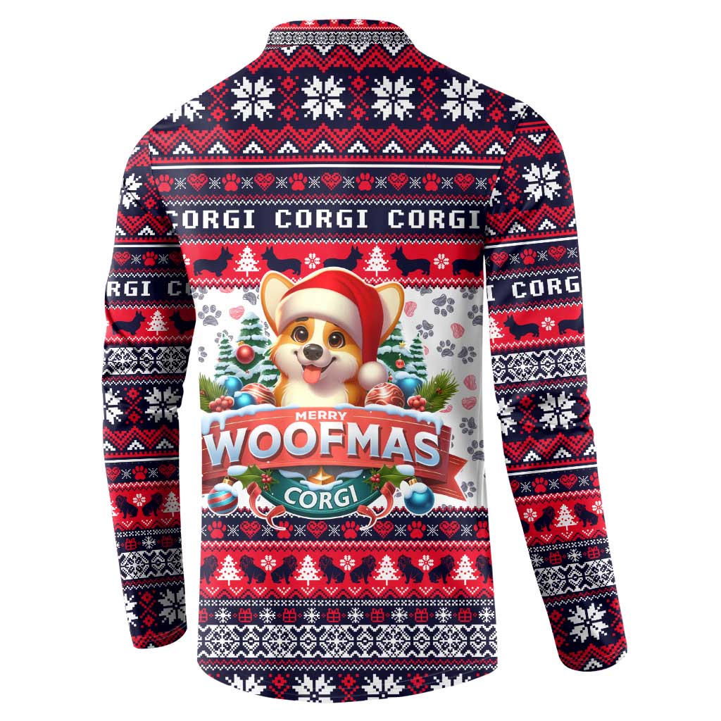 Corgi Merry Woofmas Button Sweatshirt Christmas Dog Art Style - Wonder Print Shop