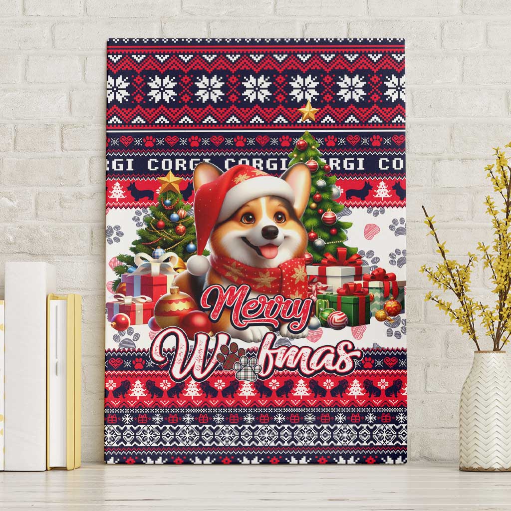 Corgi Merry Woofmas Canvas Wall Art Christmas Dog Art Style - Wonder Print Shop