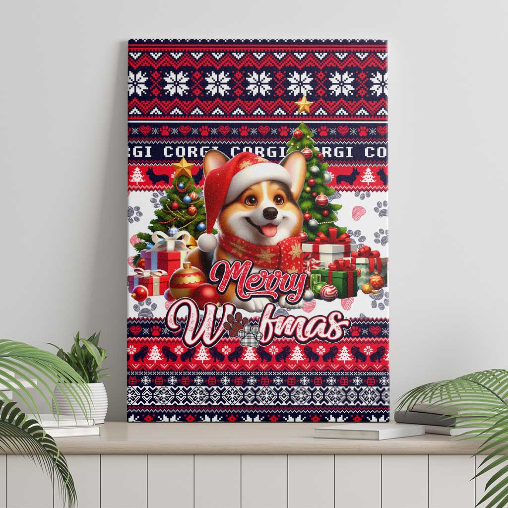 Corgi Merry Woofmas Canvas Wall Art Christmas Dog Art Style - Wonder Print Shop