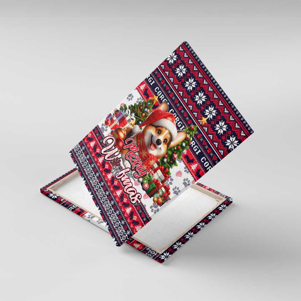 Corgi Merry Woofmas Canvas Wall Art Christmas Dog Art Style - Wonder Print Shop