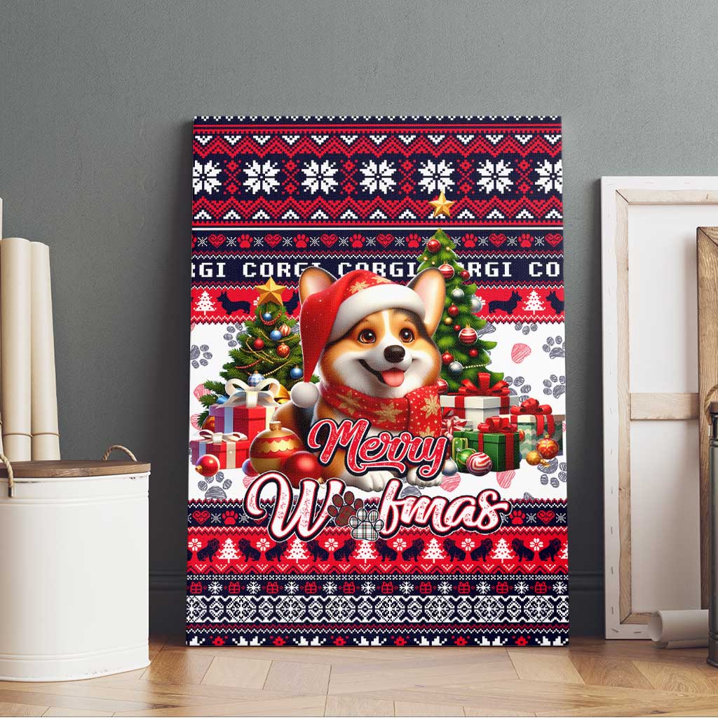 Corgi Merry Woofmas Canvas Wall Art Christmas Dog Art Style - Wonder Print Shop