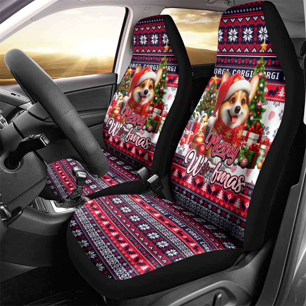 Corgi Merry Woofmas Car Seat Cover Christmas Dog Art Style - Wonder Print Shop