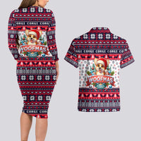 Corgi Merry Woofmas Couples Matching Long Sleeve Bodycon Dress and Hawaiian Shirt Christmas Dog Art Style - Wonder Print Shop
