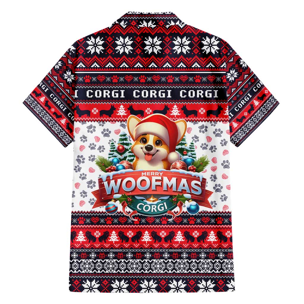 Corgi Merry Woofmas Family Matching Long Sleeve Bodycon Dress and Hawaiian Shirt Christmas Dog Art Style - Wonder Print Shop