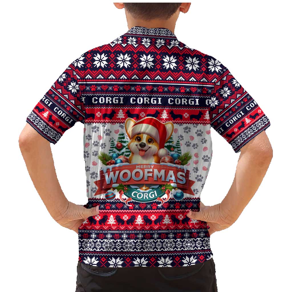 Corgi Merry Woofmas Family Matching Mermaid Dress and Hawaiian Shirt Christmas Dog Art Style - Wonder Print Shop